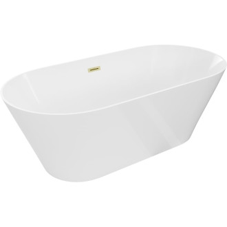 Voľne stojaca vaňa Mexen Luna Slim 170 x 75 cm, biela, prepad kartáčovaný zlatý - 52041707500-55