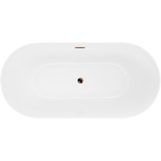 Voľne stojaca vaňa Mexen Luna Slim 170 x 75 cm, biela, ružovo-zlatý prepad - 52041707500-60