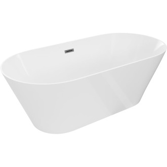 Voľne stojaca vaňa Mexen Luna Slim 170 x 75 cm, biela, kartáčovaný prepad vo farbe gun gray - 52041707500-66