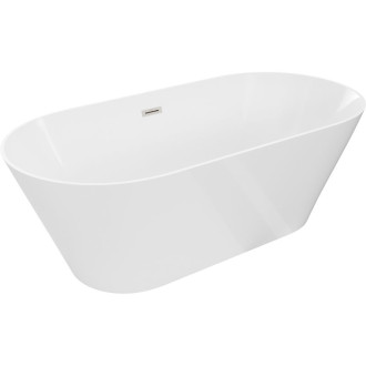 Voľne stojaca vaňa Mexen Luna Slim 170 x 75 cm, biela, prepad kartáčovaný nikel - 52041707500-97