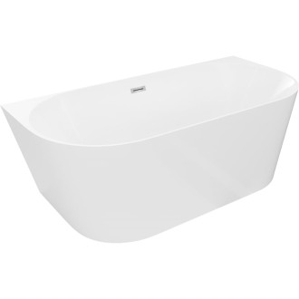 Voľne stojaca závesná vaňa Mexen Oval Slim 170 x 80 cm, biela, chrómovaný prepad - 52661708000-01