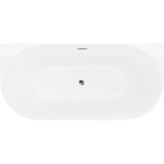 Voľne stojaca závesná vaňa Mexen Oval Slim 170 x 80 cm, biela, chrómovaný prepad - 52661708000-01