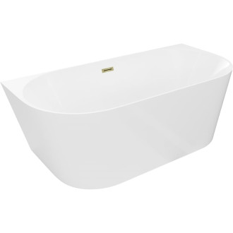 Voľne stojaca závesná vaňa Mexen Oval Slim 170 x 80 cm, biela, zlatý prepad - 52661708000-50