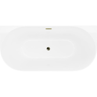 Voľne stojaca závesná vaňa Mexen Oval Slim 170 x 80 cm, biela, zlatý prepad - 52661708000-50