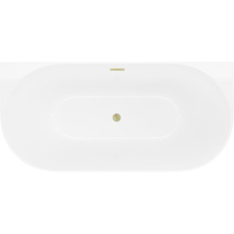 Voľne stojaca závesná vaňa Mexen Oval Slim 170 x 80 cm, biela, prepad kartáčovaný zlatý - 52661708000-55