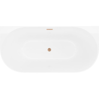 Voľne stojaca závesná vaňa Mexen Oval Slim 170 x 80 cm, biela, prepad z kartáčovanej medi - 52661708000-65