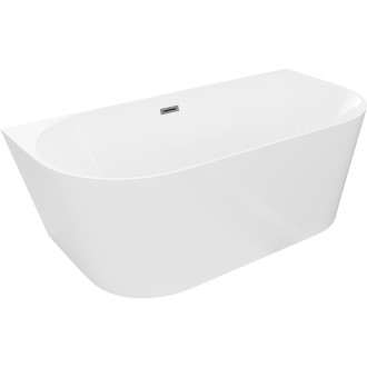 Voľne stojaca závesná vaňa Mexen Oval Slim 170 x 80 cm, biela, kartáčovaný prepad vo farbe gun gray - 52661708000-66