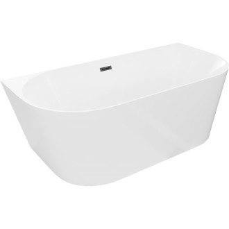 Voľne stojaca závesná vaňa Mexen Oval Slim 170 x 80 cm, biela, čierny prepad - 52661708000-70