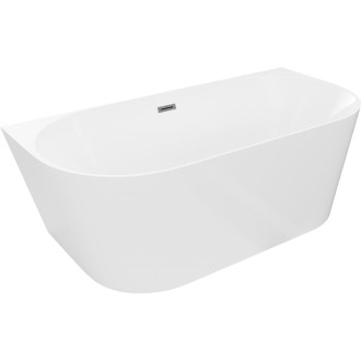 Voľne stojaca závesná vaňa Mexen Oval Slim 170 x 80 cm, biela, prepad vo farbe delového kovu - 52661708000-95