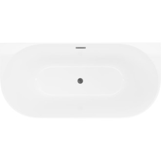 Voľne stojaca závesná vaňa Mexen Oval Slim 170 x 80 cm, biela, prepad vo farbe delového kovu - 52661708000-95