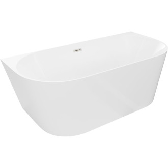 Voľne stojaca závesná vaňa Mexen Oval Slim 170 x 80 cm, biela, prepad kartáčovaný nikel - 52661708000-97