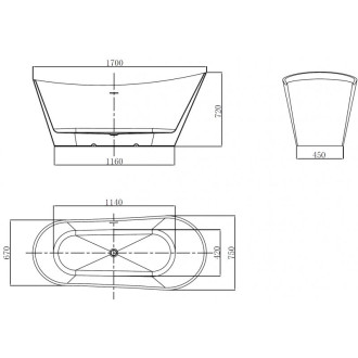 Voľne stojaca vaňa Mexen Dora 170 x 75 cm, biela, biely prepad - 52071707500-20