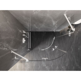 Polkruhový sprchovací kút Mexen Lunar, ľavý, výklopný, 90 x 80 cm, priehľadný, biely - 833-090L-080P-20-00