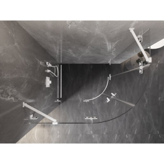 Polkruhový sprchovací kút Mexen Lunar, ľavý, výklopný, 100 x 70 cm, priehľadný, biely - 833-100L-070P-20-00