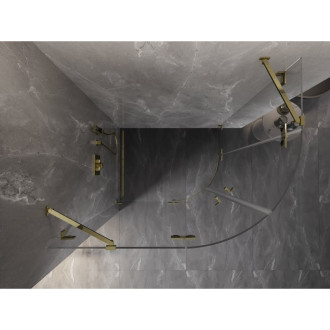 Polkruhový sprchovací kút Mexen Lunar, ľavý, výklopný, 80 x 70 cm, priehľadný, zlatý - 833-080L-070P-50-00