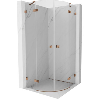 Mexen Lunar polkruhový výklopný sprchovací kút 80 x 80 cm, priehľadný, ružové zlato - 833-080L-080P-60-00