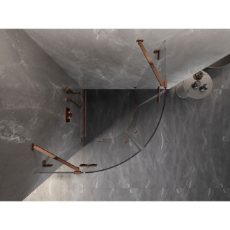 Mexen Lunar polkruhový výklopný sprchovací kút 90 x 90 cm, priehľadný, ružové zlato - 833-090L-090P-60-00