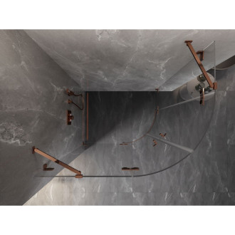 Polkruhový sprchovací kút Mexen Lunar, ľavý, výklopný, 100 x 90 cm, priehľadný, ružové zlato - 833-100L-090P-60-00