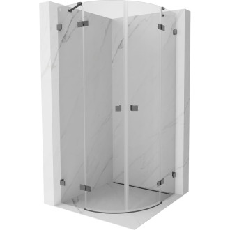 Mexen Lunar polkruhový výklopný sprchovací kút 70 x 70 cm, priehľadný, kartáčovaná pištoľ gray - 833-070L-070P-66-00