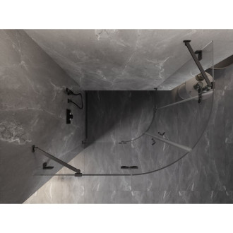 Polkruhový sprchovací kút Mexen Lunar, ľavý, výklopný, 90 x 80 cm, priehľadný, kartáčovaná pištoľ gray - 833-090L-080P-66-00