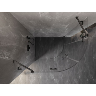 Polkruhový sprchovací kút Mexen Lunar, ľavý, výklopný, 100 x 70 cm, priehľadný, kartáčovaná pištoľ gray - 833-100L-070P-66-00