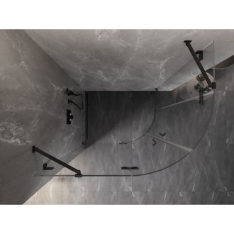 Polkruhový sprchovací kút Mexen Lunar, ľavý, výklopný, 90 x 70 cm, priehľadný, čierny - 833-090L-070P-70-00