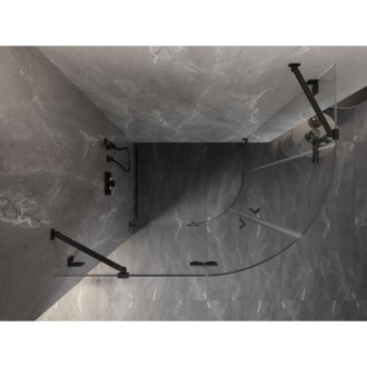 Polkruhový sprchovací kút Mexen Lunar, ľavý, výklopný, 100 x 90 cm, priehľadný, čierny - 833-100L-090P-70-00