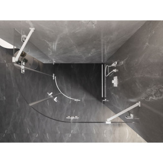 Polkruhový sprchovací kút Mexen Lunar, pravý, výklopný, 100 x 90 cm, priehľadný, biely - 833-100P-090L-20-00