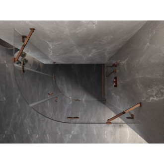 Polkruhový sprchovací kút Mexen Lunar, pravý, výklopný, 90 x 70 cm, priehľadný, ružové zlato - 833-090P-070L-60-00