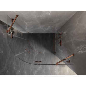 Polkruhový sprchovací kút Mexen Lunar, pravý, výklopný, 100 x 70 cm, priehľadný, ružové zlato - 833-100P-070L-60-00