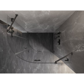 Polkruhový sprchovací kút Mexen Lunar, pravý, výklopný, 100 x 70 cm, priehľadný, kartáčovaná pištoľ gray - 833-100P-070L-66-00