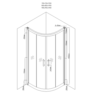 MEXEN RIO sprchovací kút štvrťkruh 80x80x190 cm 5mm chróm-satén 863-080-080-01-30