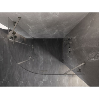 Polkruhový sprchovací kút Mexen Lunar, pravý, výklopný, 100 x 80 cm, priehľadný, kartáčovaný nikel - 833-100P-080L-97-00