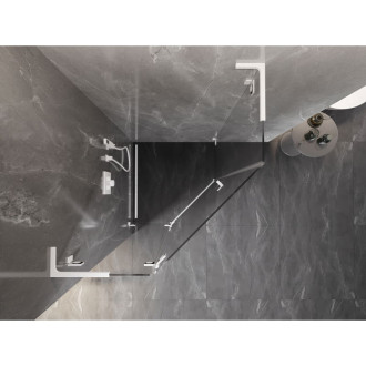 Sprchovací kút Mexen Lunar L päťuholníkový, ľavý, výklopný, 80 x 80 cm, priehľadný, biely - 831L-080L-080P-20-00-L