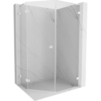 Sprchovací kút Mexen Lunar L päťuholníkový, ľavý, výklopný, 80 x 90 cm, priehľadný, biely - 831L-080L-090P-20-00-L
