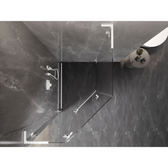 Sprchovací kút Mexen Lunar L päťuholníkový, ľavý, výklopný, 80 x 90 cm, priehľadný, biely - 831L-080L-090P-20-00-L