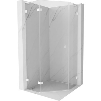 Sprchovací kút Mexen Lunar L päťuholníkový, ľavý, výklopný, 90 x 90 cm, priehľadný, biely - 831L-090L-090P-20-00-L