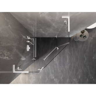 Sprchovací kút Mexen Lunar L päťuholníkový, ľavý, výklopný, 90 x 90 cm, priehľadný, biely - 831L-090L-090P-20-00-L