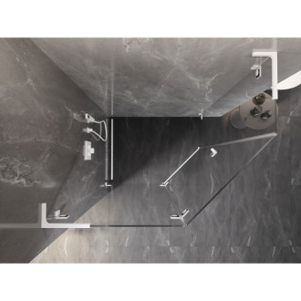 Sprchovací kút Mexen Lunar L päťuholníkový, ľavý, výklopný, 100 x 80 cm, priehľadný, biely - 831L-100L-080P-20-00-L