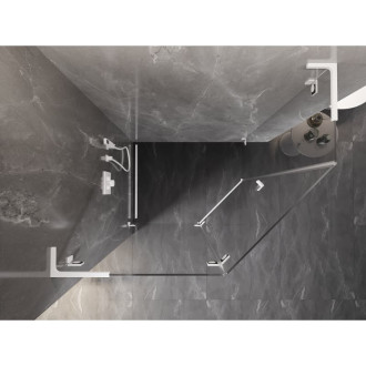 Sprchovací kút Mexen Lunar L päťuholníkový, ľavý, výklopný, 100 x 90 cm, priehľadný, biely - 831L-100L-090P-20-00-L