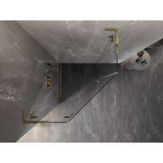 Sprchovací kút Mexen Lunar L päťuholníkový, ľavý, výklopný, 80 x 80 cm, priehľadný, zlatý - 831L-080L-080P-50-00-L