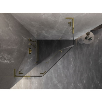 Sprchovací kút Mexen Lunar L päťuholníkový, ľavý, výklopný, 100 x 100 cm, priehľadný, zlatý - 831L-100L-100P-50-00-L