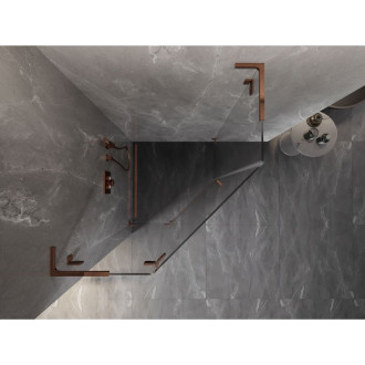 Sprchovací kút Mexen Lunar L päťuholníkový, ľavý, výklopný, 100 x 100 cm, priehľadný, ružové zlato - 831L-100L-100P-60-00-L