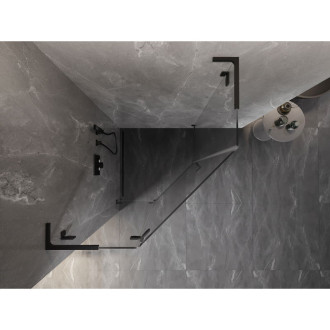 Sprchovací kút Mexen Lunar L päťuholníkový, ľavý, výklopný, 90 x 90 cm, priehľadný, čierny - 831L-090L-090P-70-00-L