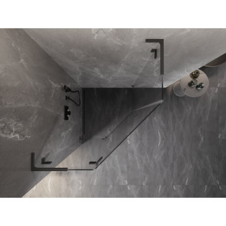 Sprchovací kút Mexen Lunar L päťuholníkový, ľavý, výklopný, 90 x 90 cm, priehľadný, strieborná metalíza - 831L-090L-090P-95-00-L