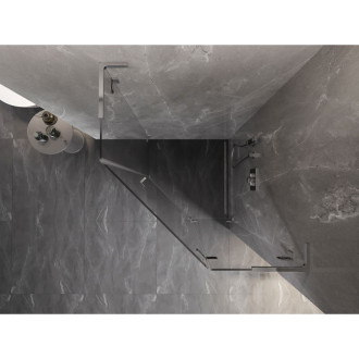 Sprchovací kút Mexen Lunar L päťuholníkový, pravý, výklopný, 80 x 80 cm, priehľadný, chróm - 831L-080P-080L-01-00-P