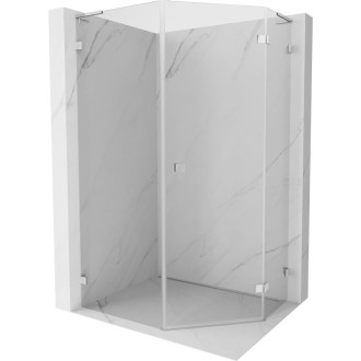 Sprchovací kút Mexen Lunar L päťuholníkový, pravý, výklopný, 80 x 90 cm, priehľadný, chróm - 831L-080P-090L-01-00-P