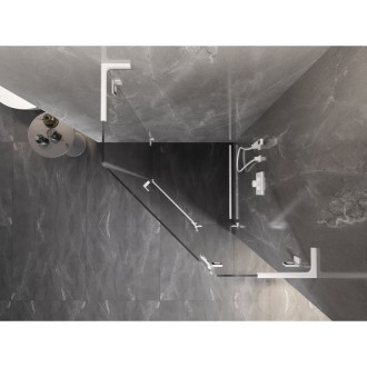 Sprchovací kút Mexen Lunar L päťuholníkový, pravý, výklopný, 90 x 90 cm, priehľadný, biely - 831L-090P-090L-20-00-P