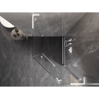 Sprchovací kút Mexen Lunar L päťuholníkový, pravý, výklopný, 90 x 100 cm, priehľadný, biely - 831L-090P-100L-20-00-P