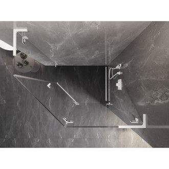 Sprchovací kút Mexen Lunar L päťuholníkový, pravý, výklopný, 100 x 90 cm, priehľadný, biely - 831L-100P-090L-20-00-P